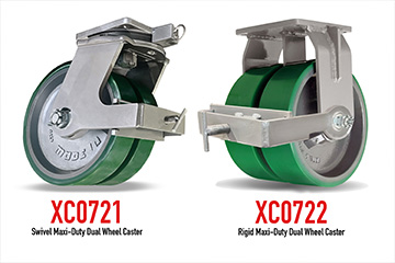 XC0721 Swivel and XC0722 Rigid Dual-Wheel Maxi-Duty Casters